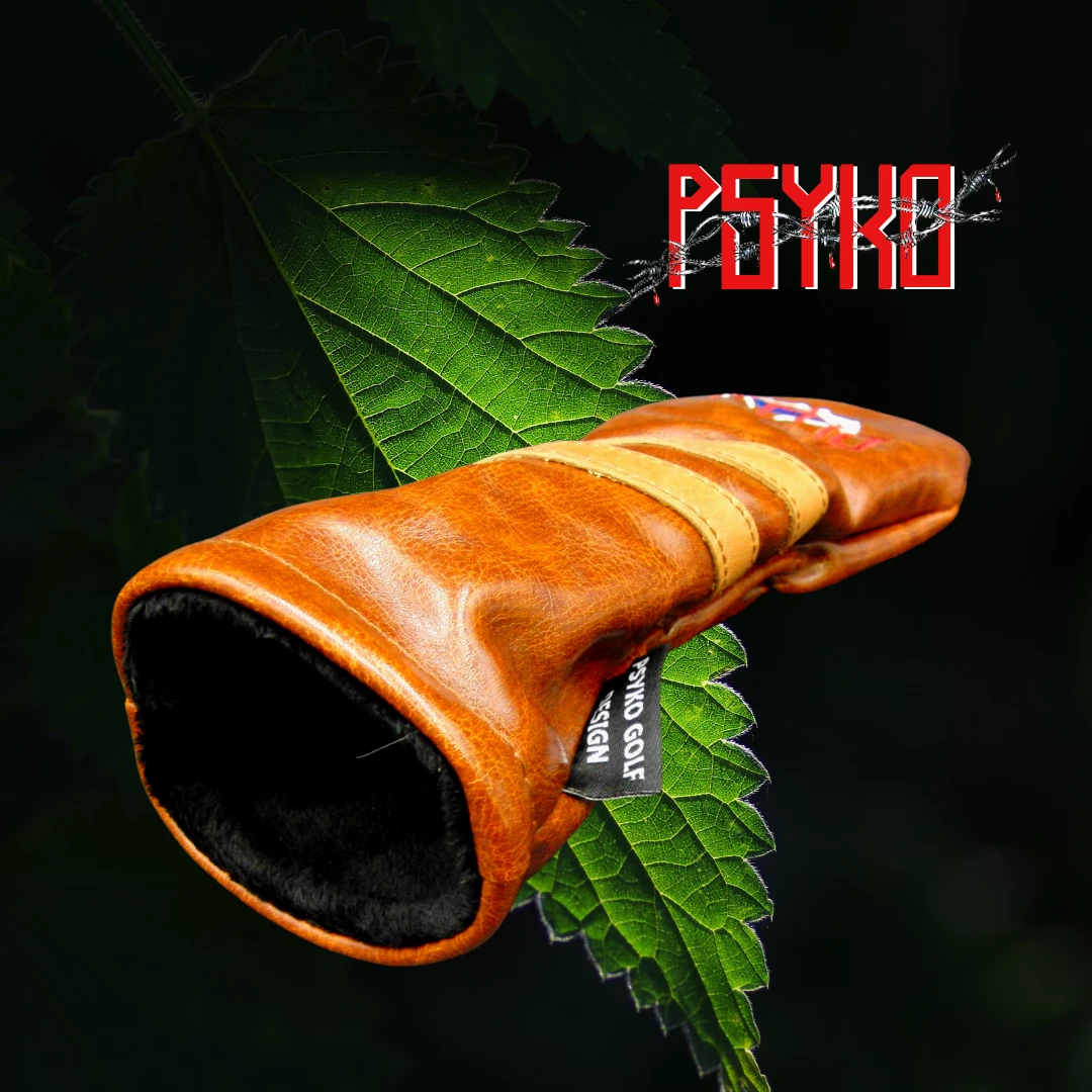 Luxury PSYKO GOLF Vintage-Style Embroidered PU Leather Hybrid Head Cover 5 Luxury PSYKO GOLF Vintage-Style Embroidered PU Leather Hybrid Head Cover - Image 3