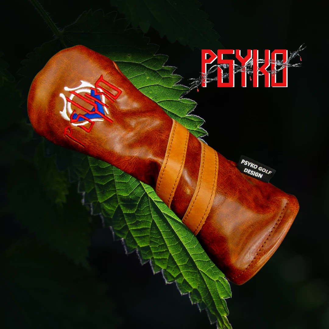 Luxury PSYKO GOLF Vintage-Style Embroidered PU Leather Hybrid Head Cover 3 Luxury PSYKO GOLF Vintage-Style Embroidered PU Leather Hybrid Head Cover