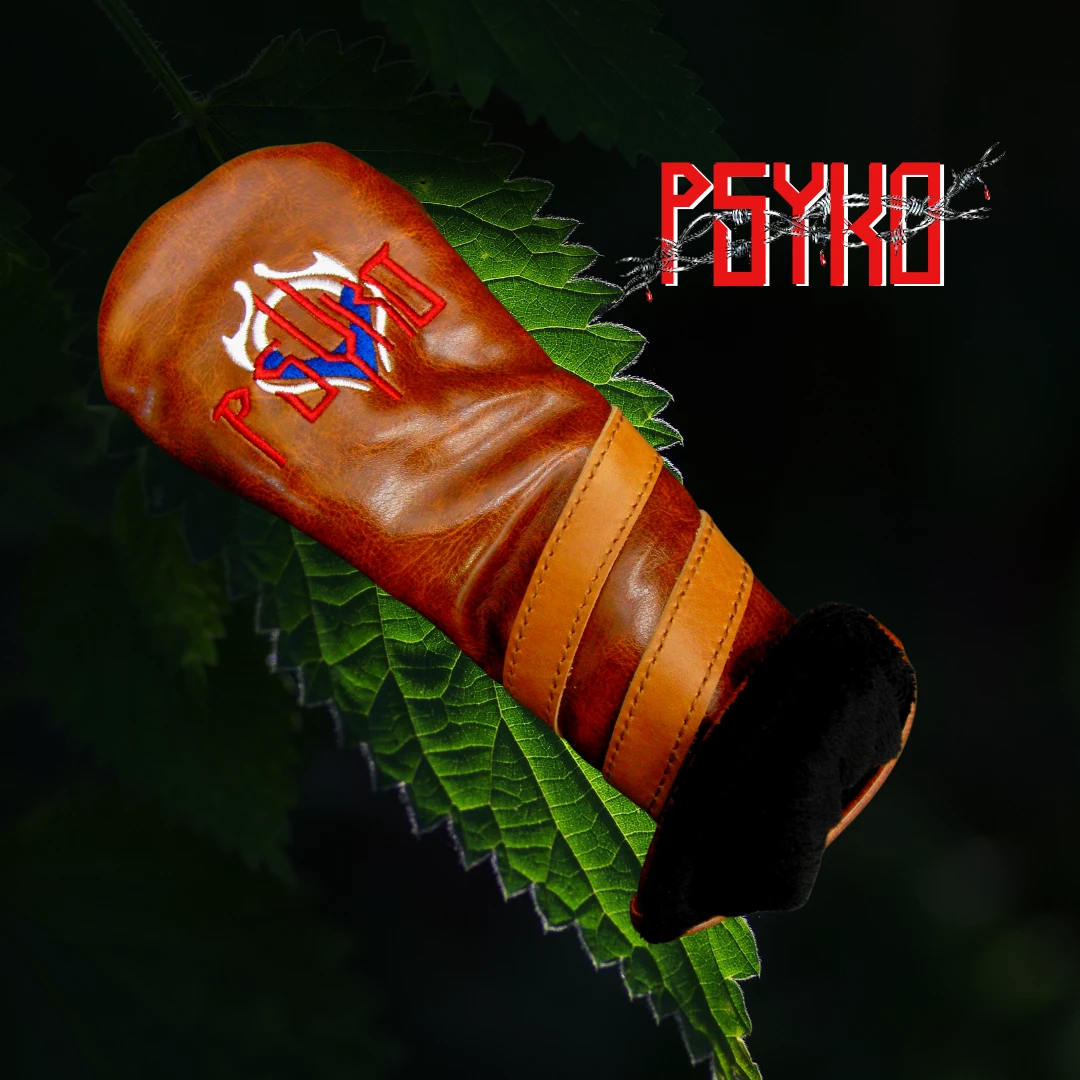 Luxury PSYKO GOLF Vintage-Style Embroidered PU Leather Hybrid Head Cover 4 Luxury PSYKO GOLF Vintage-Style Embroidered PU Leather Hybrid Head Cover - Image 2